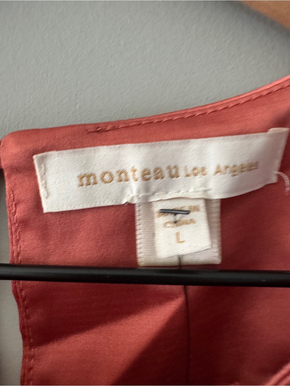 Monteau | Scallop-Hem Coral Sleeveless Top | L - Picture 5 of 5